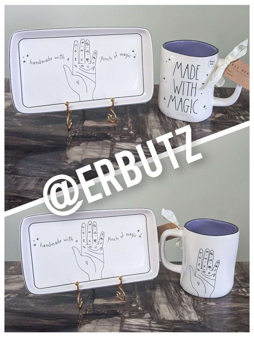 Rae Dunn Palmistry Halloween Magic Trinket Tray and Double Sided Mug Bundle 💜🧙